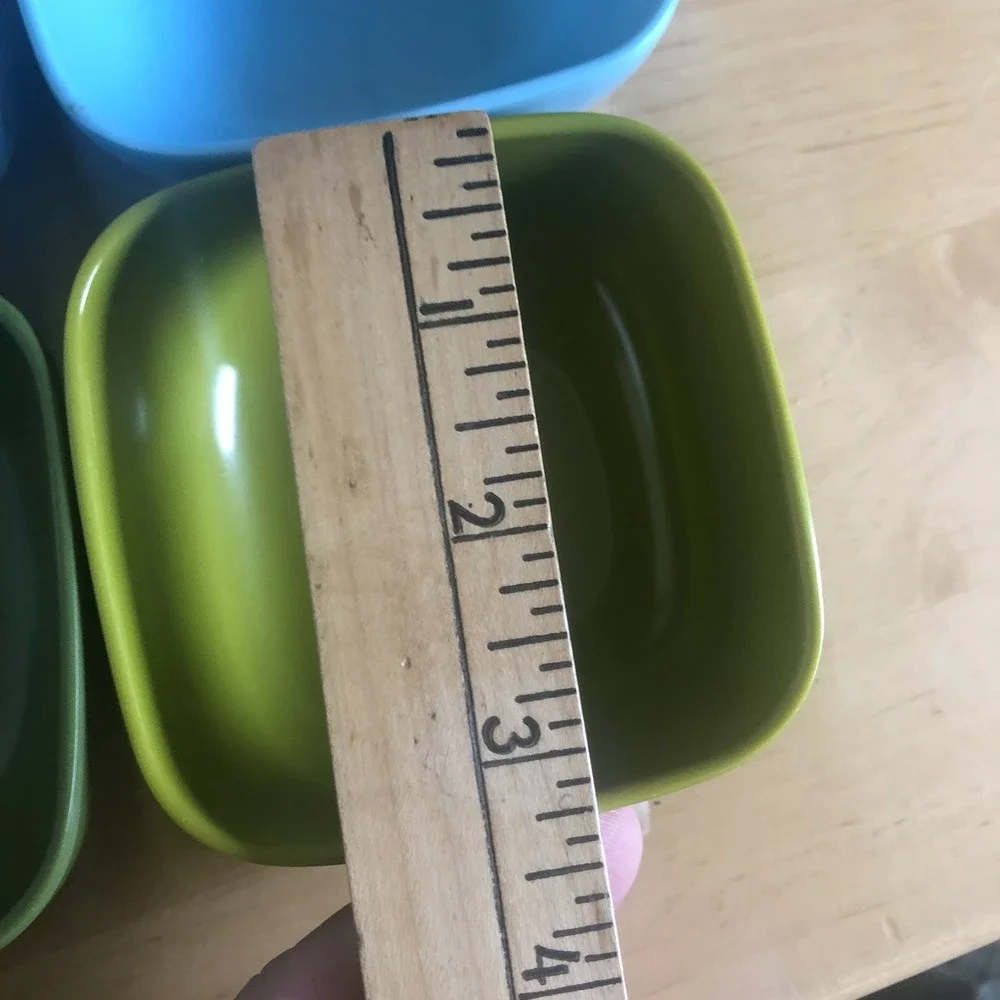 Dipping Sauce Bowls, 2 Blue /2 Green Set Of 4, 70s Colors